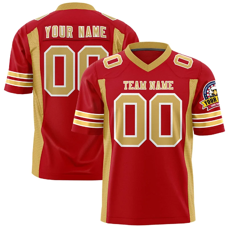 Custom Red Old Gold Personalized Insert Color Design Authentic Football Jersey Tough Men's Military Custom Red Old Gold Personalized Insert Color Design Authentic Football Jersey Tough Men's Military