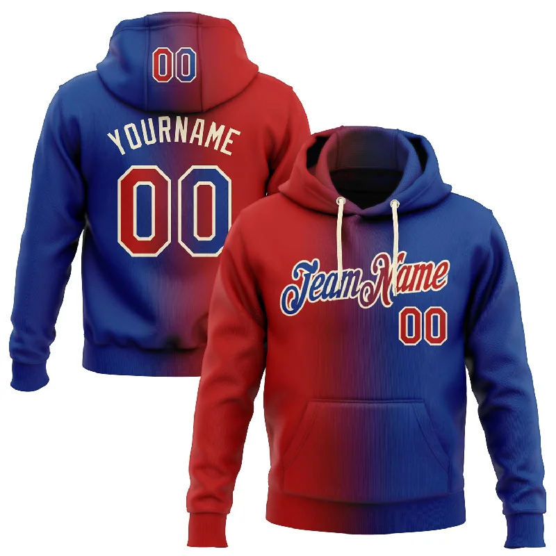 Custom Stitched Royal Red-Cream Gradient Fashion Sports Pullover Sweatshirt Hoodie Traditional Men's Wool