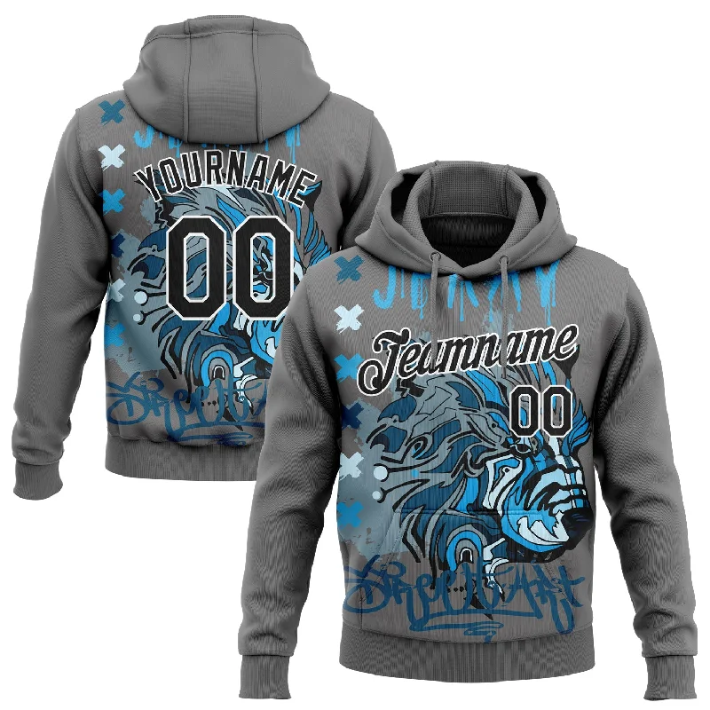 Custom Stitched Steel Gray Black-White 3D Pattern Design Tiger Sports Pullover Sweatshirt Hoodie Athletic Men's High Custom Stitched Steel Gray Black-White 3D Pattern Design Tiger Sports Pullover Sweatshirt Hoodie Athletic Men's High