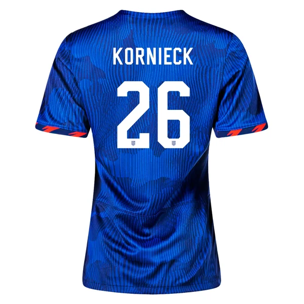 Nike Womens United States Taylor Kornieck 4 Star Away Jersey 23/24 w/ 2019 World Cup Champion Patch (Hyper Royal/Loyal Blue) Beach
