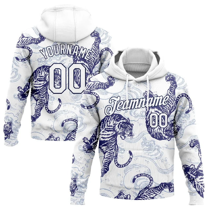 Custom Stitched White Navy 3D Pattern Design Tiger Sports Pullover Sweatshirt Hoodie Cclassic Men's Tweed Custom Stitched White Navy 3D Pattern Design Tiger Sports Pullover Sweatshirt Hoodie Cclassic Men's Tweed