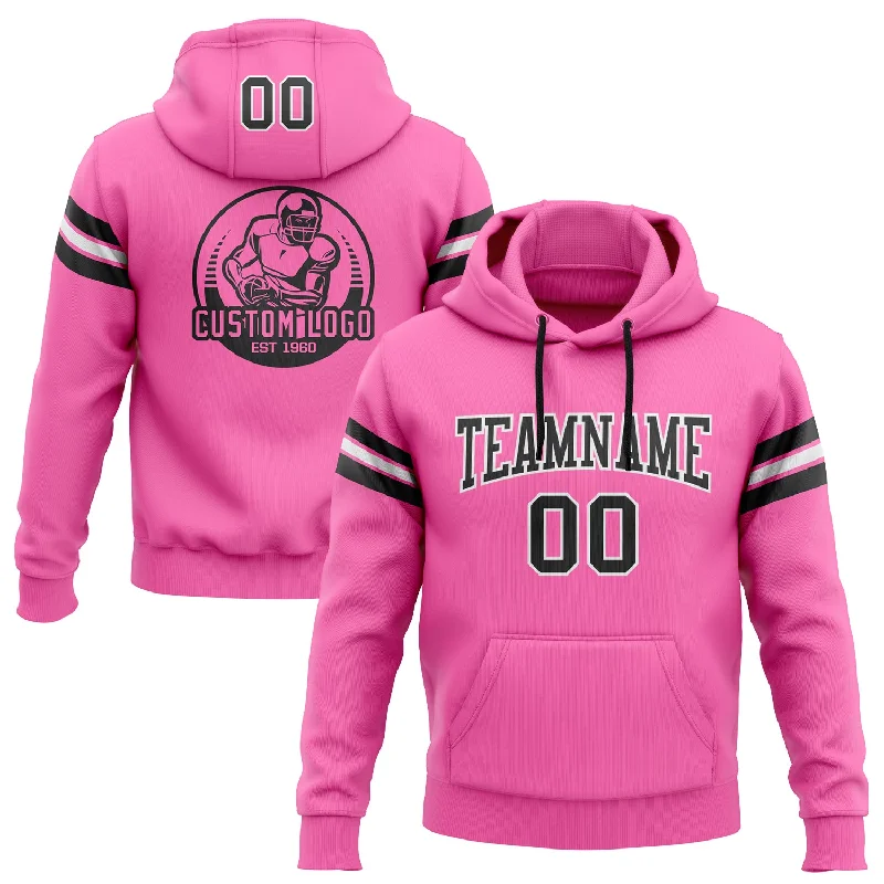 Custom Stitched Pink Black-White Football Pullover Sweatshirt Hoodie Practical Men's Quick Custom Stitched Pink Black-White Football Pullover Sweatshirt Hoodie Practical Men's Quick
