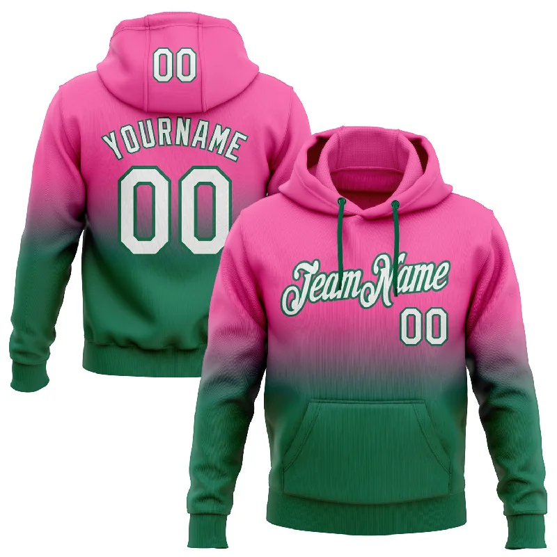 Custom Stitched Pink White-Kelly Green Fade Fashion Sports Pullover Sweatshirt Hoodie Tailored Custom Stitched Pink White-Kelly Green Fade Fashion Sports Pullover Sweatshirt Hoodie Tailored