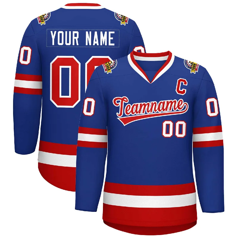 Custom Royal Red-White Classic Style Hockey Jersey Traditional Men's Country