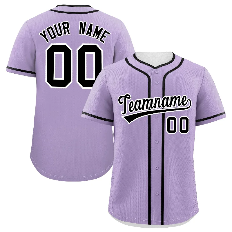 Custom Light Purple Black Personalized Classic Authentic Baseball Jersey Sophisticated Men's Custom Light Purple Black Personalized Classic Authentic Baseball Jersey Sophisticated Men's