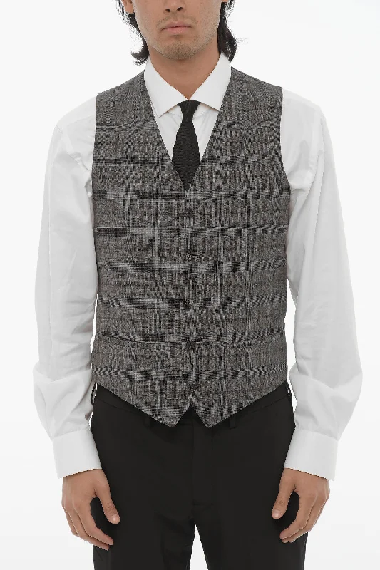 Corneliani Cc Collection Plaid Motif Virgin Wool Reset Waistcoat Artistic Men's Avant Corneliani Cc Collection Plaid Motif Virgin Wool Reset Waistcoat Artistic Men's Avant