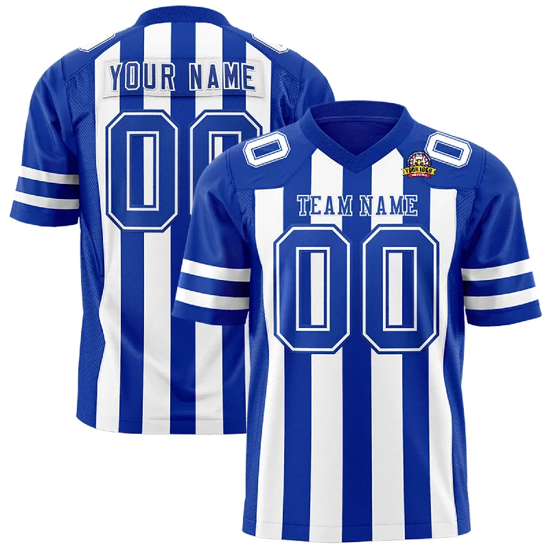 Custom Royal White Personalized Thick Stripe Design Authentic Football Jersey Cool Men's Skate Custom Royal White Personalized Thick Stripe Design Authentic Football Jersey Cool Men's Skate