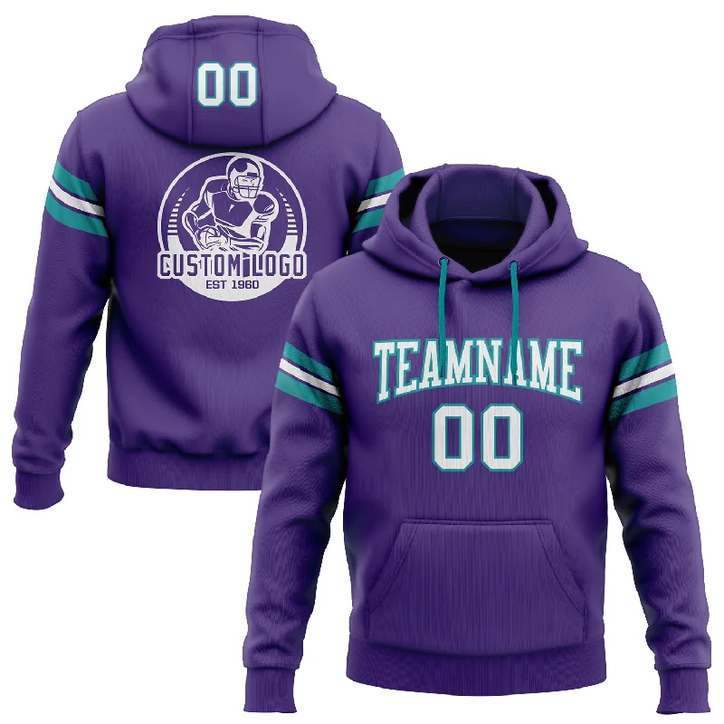 Custom Stitched Purple White-Teal Football Pullover Sweatshirt Hoodie Cozy Men's Winter Custom Stitched Purple White-Teal Football Pullover Sweatshirt Hoodie Cozy Men's Winter