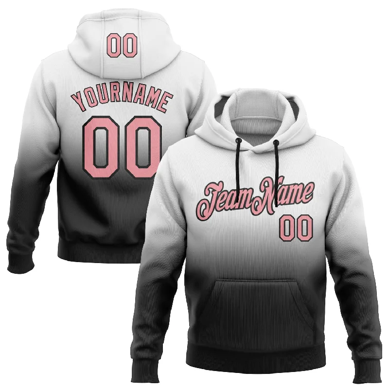 Custom Stitched White Medium Pink-Black Fade Fashion Sports Pullover Sweatshirt Hoodie Vacation Custom Stitched White Medium Pink-Black Fade Fashion Sports Pullover Sweatshirt Hoodie Vacation
