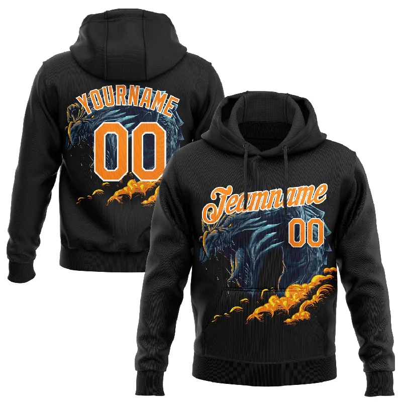 Custom Stitched Black Bay Orange-White 3D Pattern Design Fire Dragon Sports Pullover Sweatshirt Hoodie Monochromatic Office Style Custom Stitched Black Bay Orange-White 3D Pattern Design Fire Dragon Sports Pullover Sweatshirt Hoodie Monochromatic Office Style