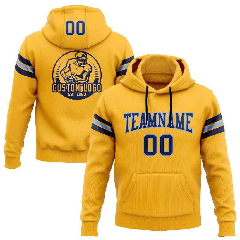 Custom Stitched Gold Navy-Light Blue Football Pullover Sweatshirt Hoodie Sporty Men's Athleisure Custom Stitched Gold Navy-Light Blue Football Pullover Sweatshirt Hoodie Sporty Men's Athleisure