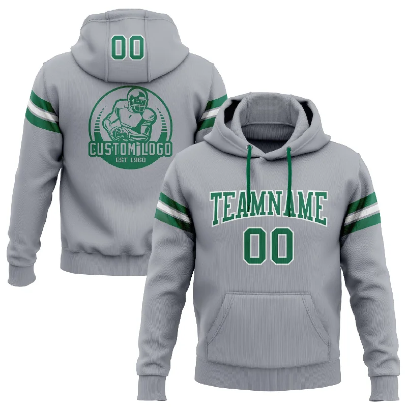 Custom Stitched Gray Kelly Green-White Football Pullover Sweatshirt Hoodie Traditional Men's Country Custom Stitched Gray Kelly Green-White Football Pullover Sweatshirt Hoodie Traditional Men's Country