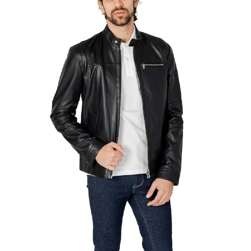Peuterey  Leather Men's Jacket Relaxed Men's Australian 
