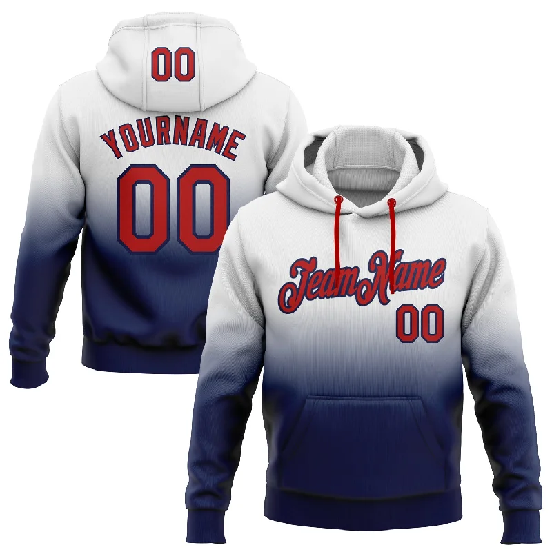 Custom Stitched White Red-Navy Fade Fashion Sports Pullover Sweatshirt Hoodie British Gentleman Style Custom Stitched White Red-Navy Fade Fashion Sports Pullover Sweatshirt Hoodie British Gentleman Style