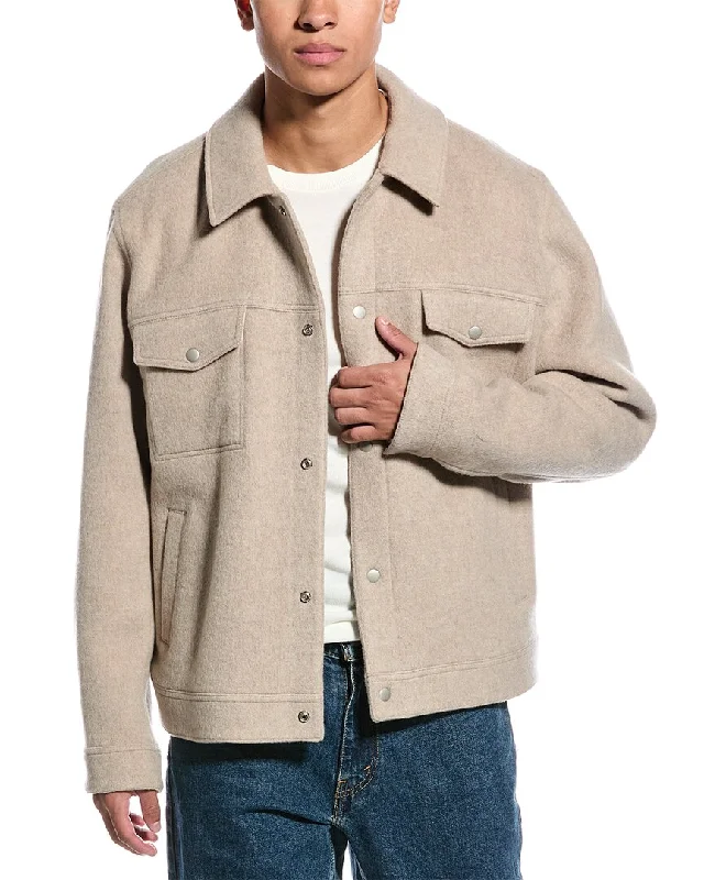 Vince Wool-Blend Trucker Jacket Earthy Men's Sustainable 