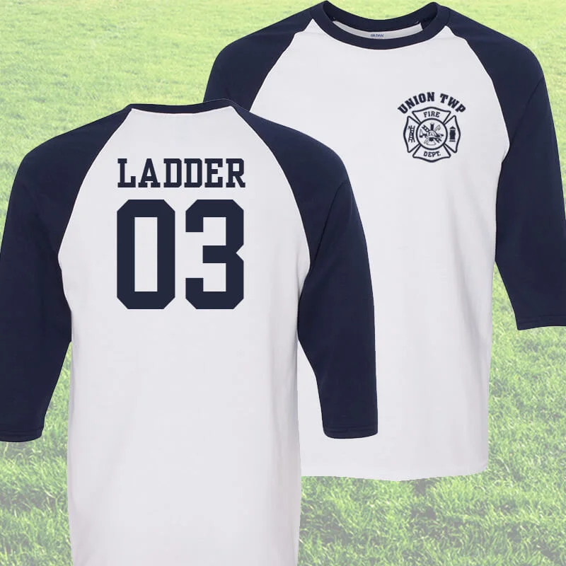 Custom Firefighter Raglan Baseball Jersey Maltese Numbers - G570 - CAD Monochromatic All