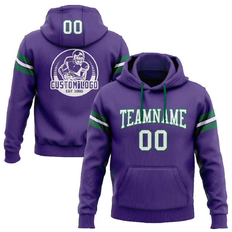 Custom Stitched Purple White-Kelly Green Football Pullover Sweatshirt Hoodie Hip Men's Urban Custom Stitched Purple White-Kelly Green Football Pullover Sweatshirt Hoodie Hip Men's Urban