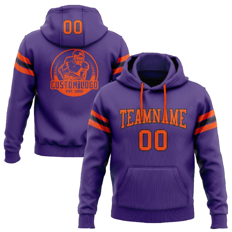 Custom Stitched Purple Orange-Black Football Pullover Sweatshirt Hoodie Unique Men's Upcycled Custom Stitched Purple Orange-Black Football Pullover Sweatshirt Hoodie Unique Men's Upcycled