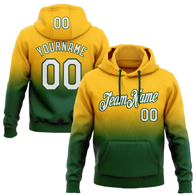 Custom Stitched Gold White-Green Fade Fashion Sports Pullover Sweatshirt Hoodie Cool Men's Distressed Custom Stitched Gold White-Green Fade Fashion Sports Pullover Sweatshirt Hoodie Cool Men's Distressed