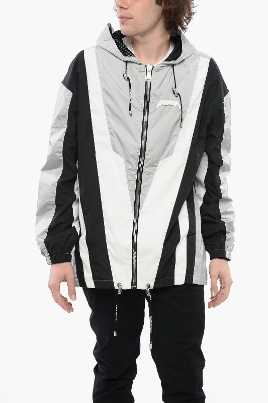Balmain Color Block Patterned Multicuts Nylon Windbreaker Dapper Men's Bow