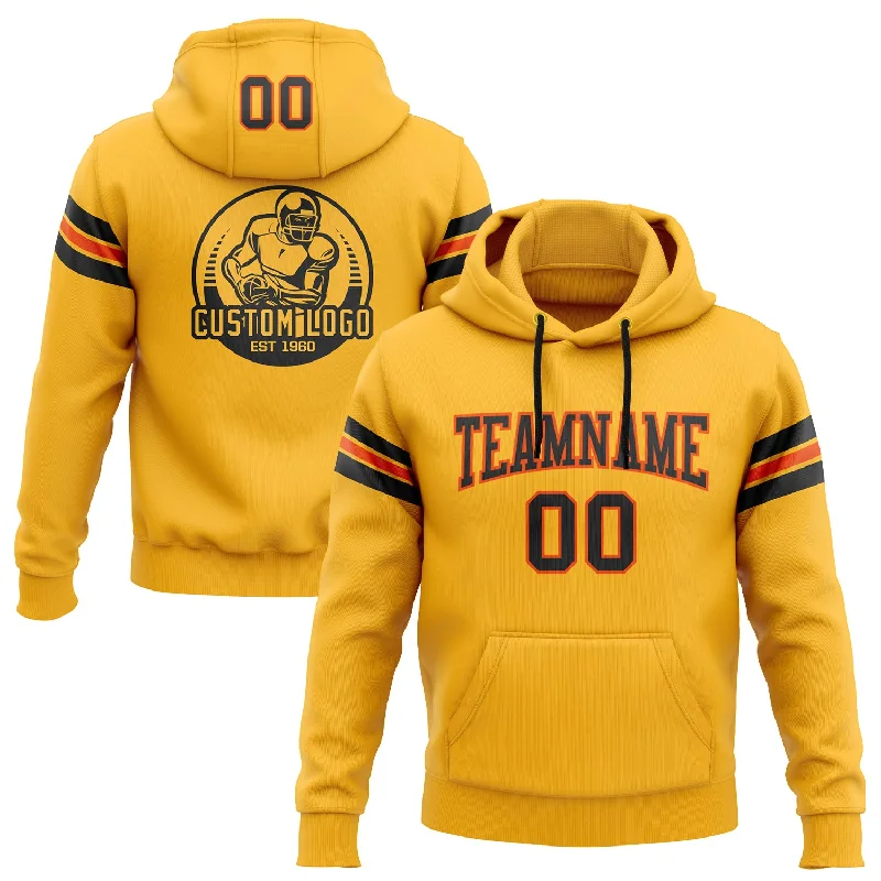 Custom Stitched Gold Black-Orange Football Pullover Sweatshirt Hoodie Bohemian Men's Free Custom Stitched Gold Black-Orange Football Pullover Sweatshirt Hoodie Bohemian Men's Free