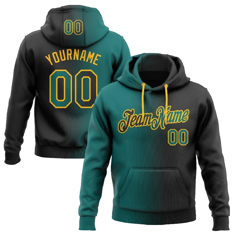 Custom Stitched Black Teal-Gold Gradient Fashion Sports Pullover Sweatshirt Hoodie Business Custom Stitched Black Teal-Gold Gradient Fashion Sports Pullover Sweatshirt Hoodie Business