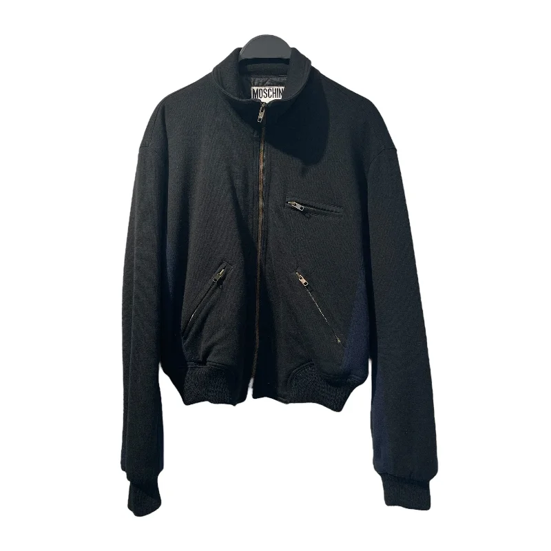 MOSCHINO/Baseball Jkt/12/Wool/BLK/Graphic/BLACK IS BACK Modern Men's Geometric