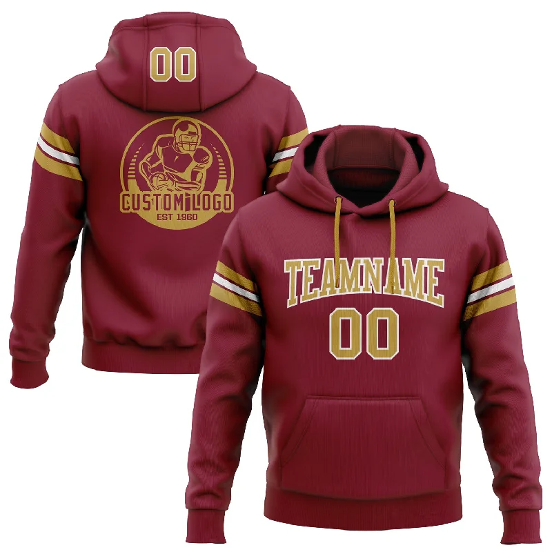 Custom Stitched Crimson Old Gold-White Football Pullover Sweatshirt Hoodie Refined Men's Classic Custom Stitched Crimson Old Gold-White Football Pullover Sweatshirt Hoodie Refined Men's Classic