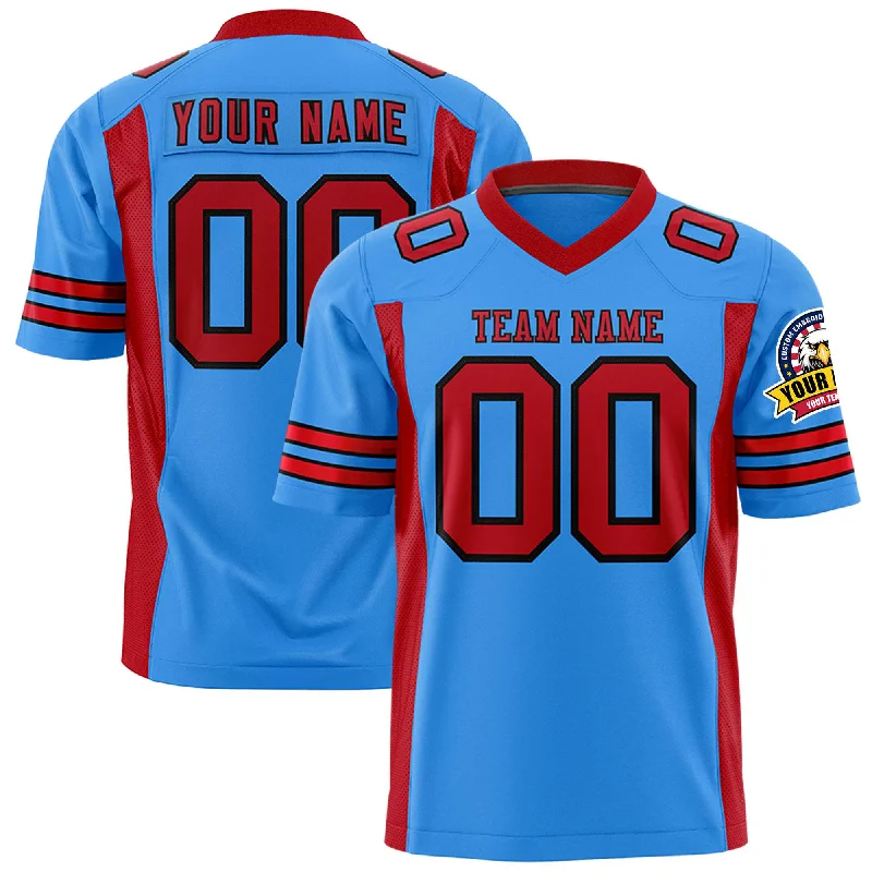 Custom Powder Blue Red Personalized Insert Color Design Authentic Football Jersey Elegant Men's Cashmere Custom Powder Blue Red Personalized Insert Color Design Authentic Football Jersey Elegant Men's Cashmere