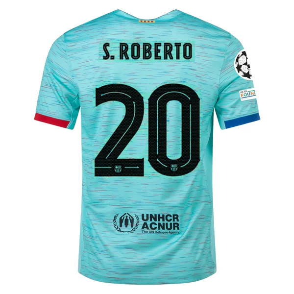 Nike Barcelona Sergi Roberto Third Jersey w/ Champions League Patches 23/24 (Light Aqua/Royal Blue) Trendy Men's Bucket Nike Barcelona Sergi Roberto Third Jersey w/ Champions League Patches 23/24 (Light Aqua/Royal Blue) Trendy Men's Bucket
