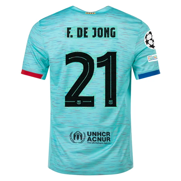 Nike Barcelona Frenkie de Jong Third Jersey w/ Champions League Patches 23/24 (Light Aqua/Royal Blue) Monochromatic All Nike Barcelona Frenkie de Jong Third Jersey w/ Champions League Patches 23/24 (Light Aqua/Royal Blue) Monochromatic All