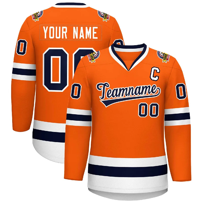 Custom Orange Navy-White Classic Style Hockey Jersey Cool Men's Skate