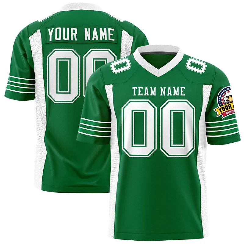 Custom Kelly Green White Personalized Insert Color Design Authentic Football Jersey Polished Men's Silk