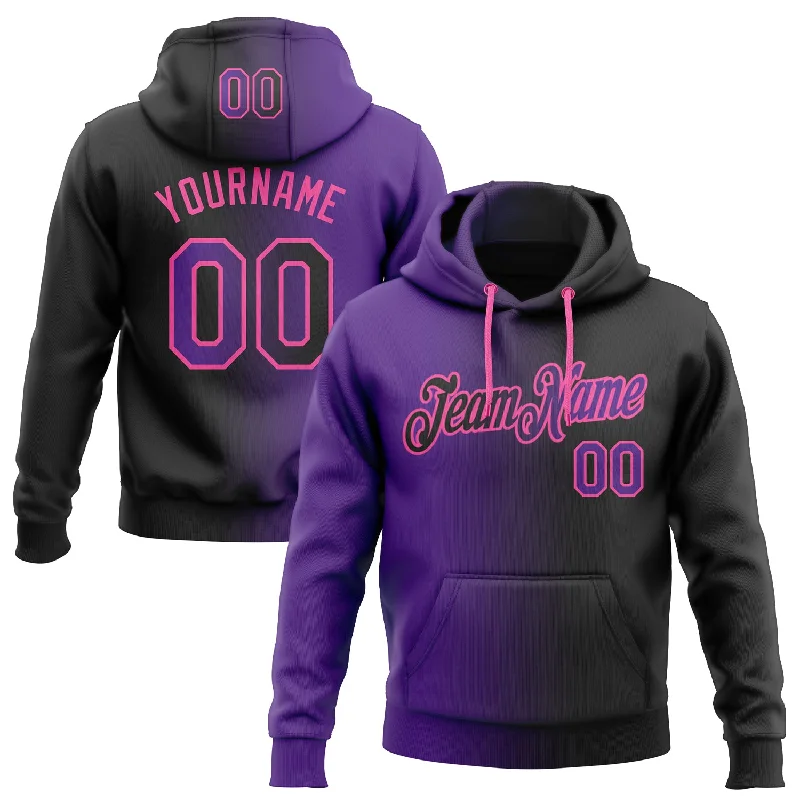 Custom Stitched Black Purple-Pink Gradient Fashion Sports Pullover Sweatshirt Hoodie Trendy Men's Scandinavian Custom Stitched Black Purple-Pink Gradient Fashion Sports Pullover Sweatshirt Hoodie Trendy Men's Scandinavian