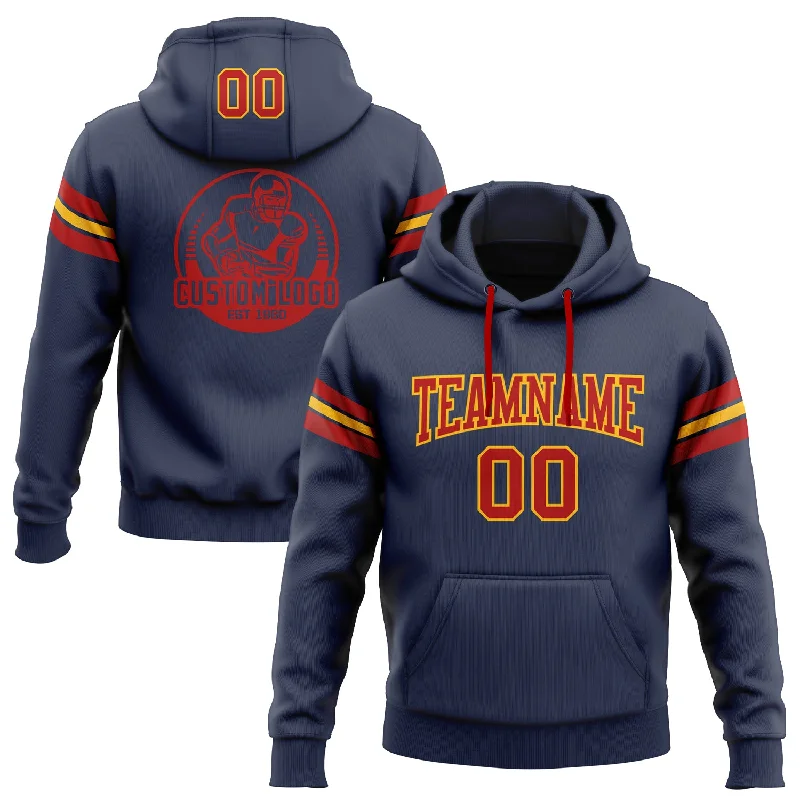 Custom Stitched Navy Red-Gold Football Pullover Sweatshirt Hoodie Casual Men's Short Custom Stitched Navy Red-Gold Football Pullover Sweatshirt Hoodie Casual Men's Short