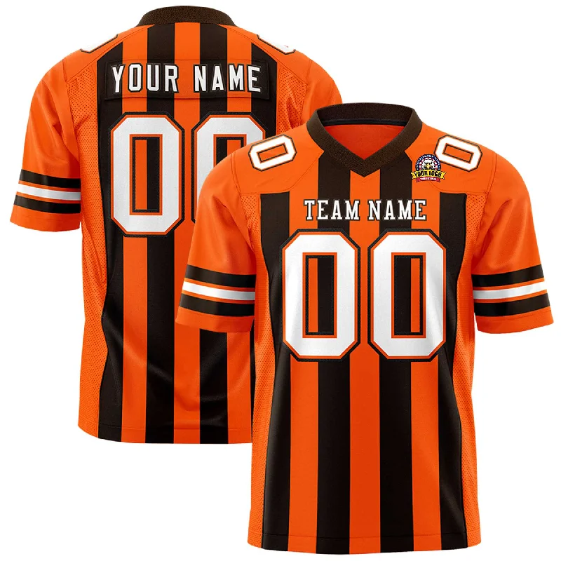 Custom Orange Black Personalized Thick Stripe Design Authentic Football Jersey Cozy Men's Sherpa Custom Orange Black Personalized Thick Stripe Design Authentic Football Jersey Cozy Men's Sherpa
