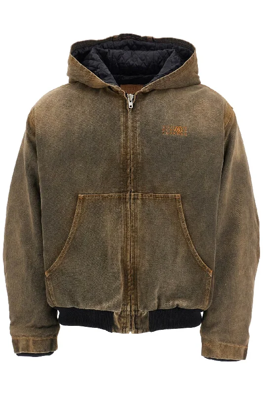 Mm6 Maison Margiela Men's blue Delavé Bomber Polished Men's Satin
