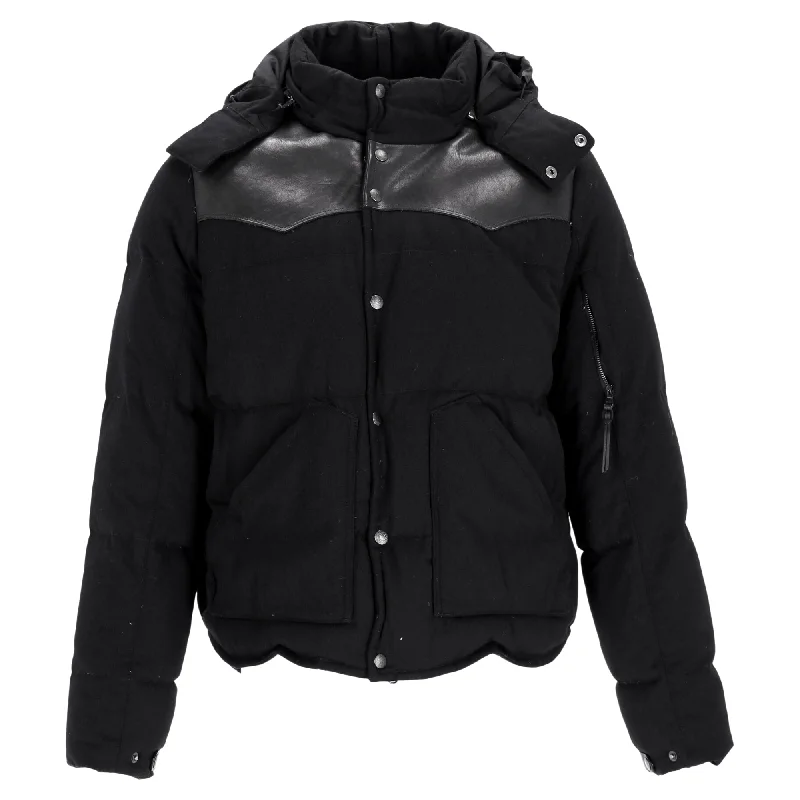 Ralph Lauren RLX Down Puffer Hooded Ski Coat in Black Wool Stylish Men's Tropical 