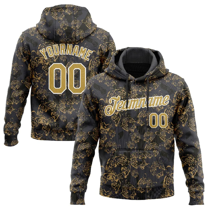 Custom Stitched Black Old Gold-White 3D Pattern Design Tiger Sports Pullover Sweatshirt Hoodie Luxurious Men's High Custom Stitched Black Old Gold-White 3D Pattern Design Tiger Sports Pullover Sweatshirt Hoodie Luxurious Men's High