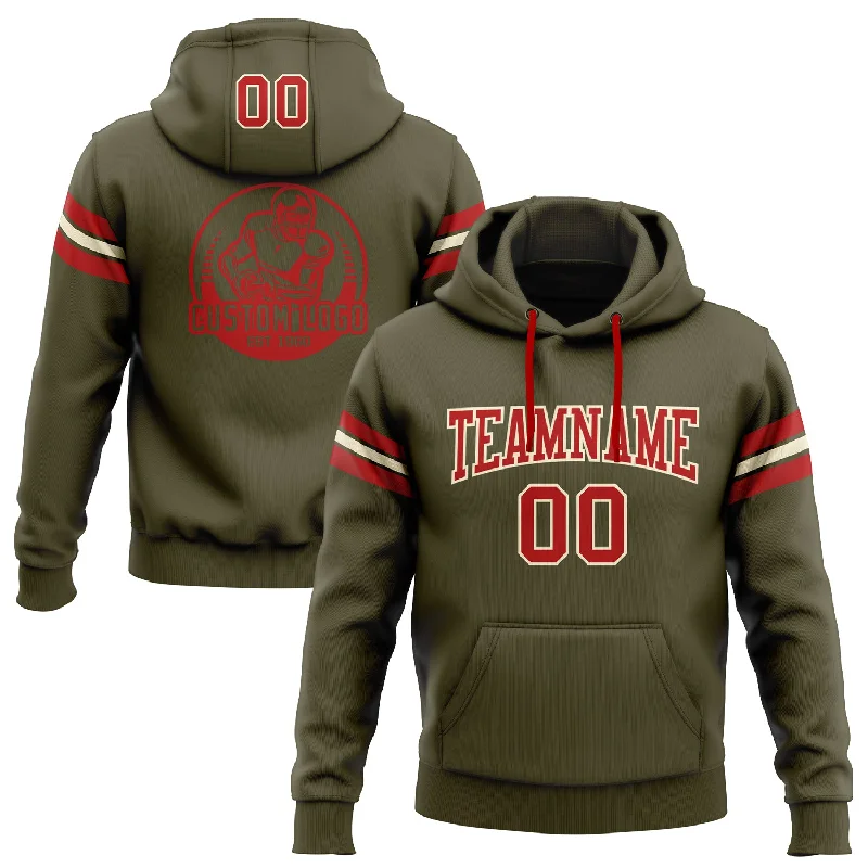 Custom Stitched Olive Red-Cream Football Pullover Sweatshirt Salute To Service Hoodie Elegant Men's Cashmere Custom Stitched Olive Red-Cream Football Pullover Sweatshirt Salute To Service Hoodie Elegant Men's Cashmere