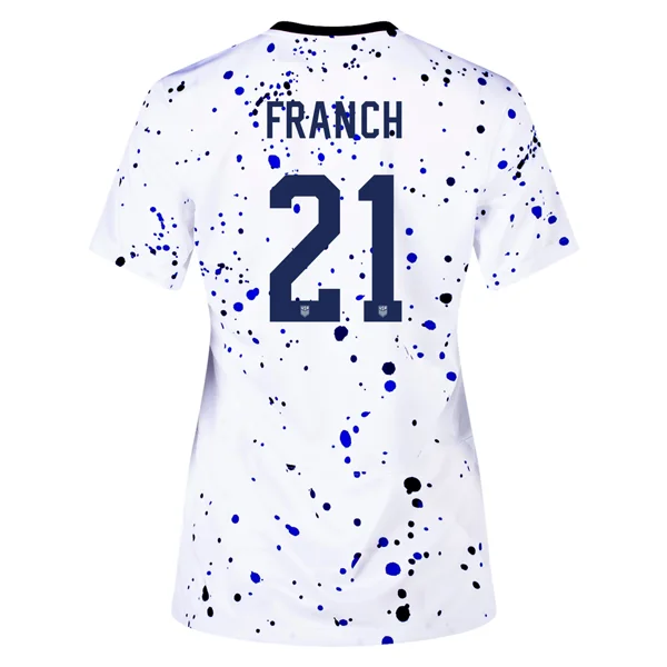 Nike Womens United States Adrianna Franch 4 Star Home Jersey 23/24 w/ 2019 World Cup Champion Patch (White/Loyal Blue) Bold Men's Statement Nike Womens United States Adrianna Franch 4 Star Home Jersey 23/24 w/ 2019 World Cup Champion Patch (White/Loyal Blue) Bold Men's Statement