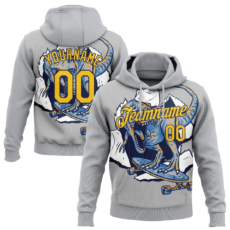 Custom Stitched Light Gray Yellow-Navy 3D Pattern Design Dinosaur Sports Pullover Sweatshirt Hoodie Dynamic Men's Moto Custom Stitched Light Gray Yellow-Navy 3D Pattern Design Dinosaur Sports Pullover Sweatshirt Hoodie Dynamic Men's Moto