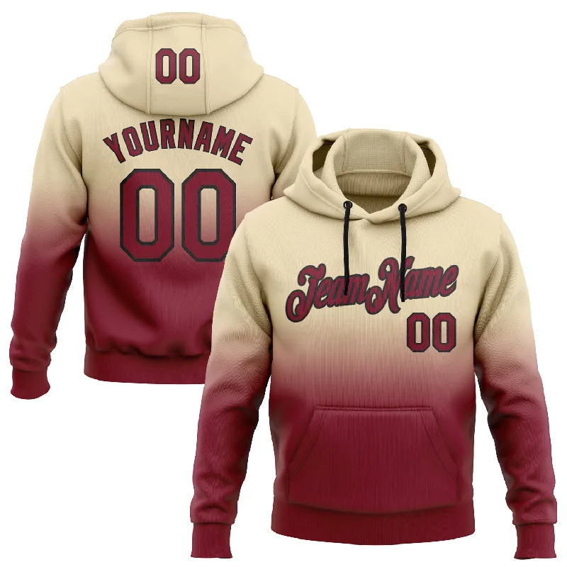 Custom Stitched City Cream Crimson-Black Fade Fashion Sports Pullover Sweatshirt Hoodie Unique Men's Upcycled Custom Stitched City Cream Crimson-Black Fade Fashion Sports Pullover Sweatshirt Hoodie Unique Men's Upcycled