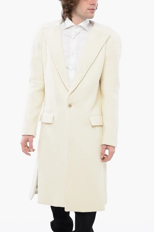 Balmain Wool Blend Slim Fit Coat With Padded Shoulders Cool Men's Skate