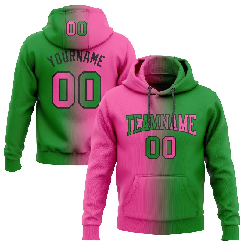 Custom Stitched Grass Green Pink-Black Gradient Fashion Sports Pullover Sweatshirt Hoodie Rugged Men's Outdoor Custom Stitched Grass Green Pink-Black Gradient Fashion Sports Pullover Sweatshirt Hoodie Rugged Men's Outdoor