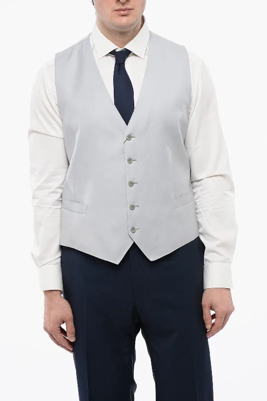 Corneliani Virgin Wool Waistcoat With Back Adjuster Modern Men's 