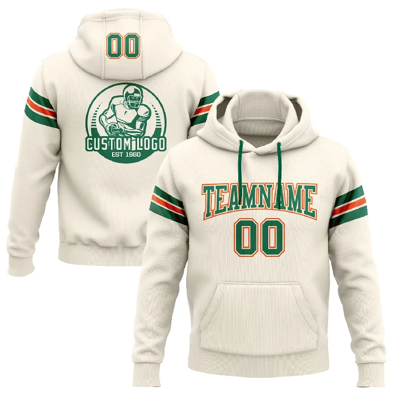 Custom Stitched Cream Kelly Green-Orange Football Pullover Sweatshirt Hoodie Sleek Men's Contemporary Custom Stitched Cream Kelly Green-Orange Football Pullover Sweatshirt Hoodie Sleek Men's Contemporary