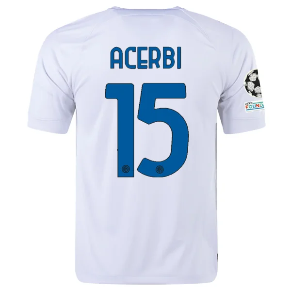 Nike Inter Milan Francesco Acerbi Away Jersey w/ Champions League + Copa Italia Patches 23/24 (White/Lyon Blue) Rugged Men's Outdoor Nike Inter Milan Francesco Acerbi Away Jersey w/ Champions League + Copa Italia Patches 23/24 (White/Lyon Blue) Rugged Men's Outdoor