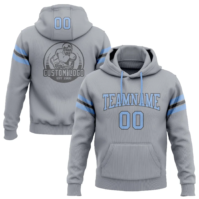 Custom Stitched Gray Light Blue-Steel Gray Football Pullover Sweatshirt Hoodie Sleek Men's Contemporary Custom Stitched Gray Light Blue-Steel Gray Football Pullover Sweatshirt Hoodie Sleek Men's Contemporary