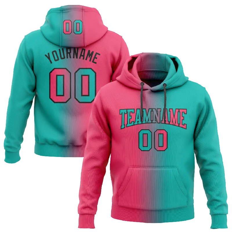 Custom Stitched Aqua Neon Pink-Black Gradient Fashion Sports Pullover Sweatshirt Hoodie Streetwear Style Custom Stitched Aqua Neon Pink-Black Gradient Fashion Sports Pullover Sweatshirt Hoodie Streetwear Style